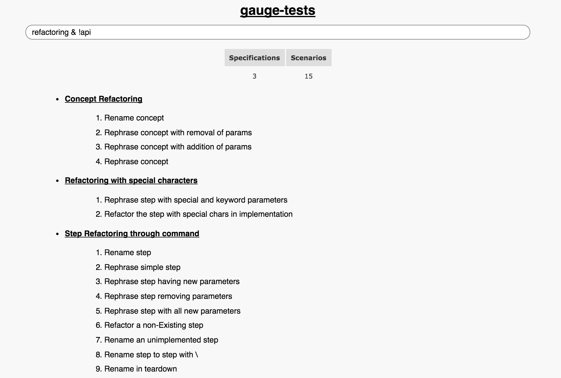 Filter Specification/Scenario